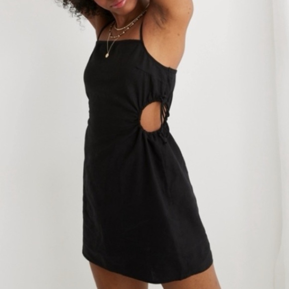 Aerie Side Cut Out Mini Sundress in Black